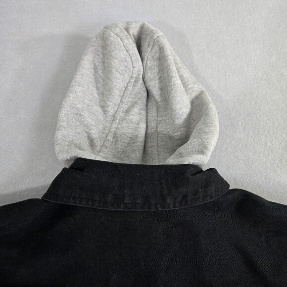 Marino Bay Men's Canvas Hooded Barn Chore Black & Gray Sweatshirt Lined Jacket - Picture 12 of 16